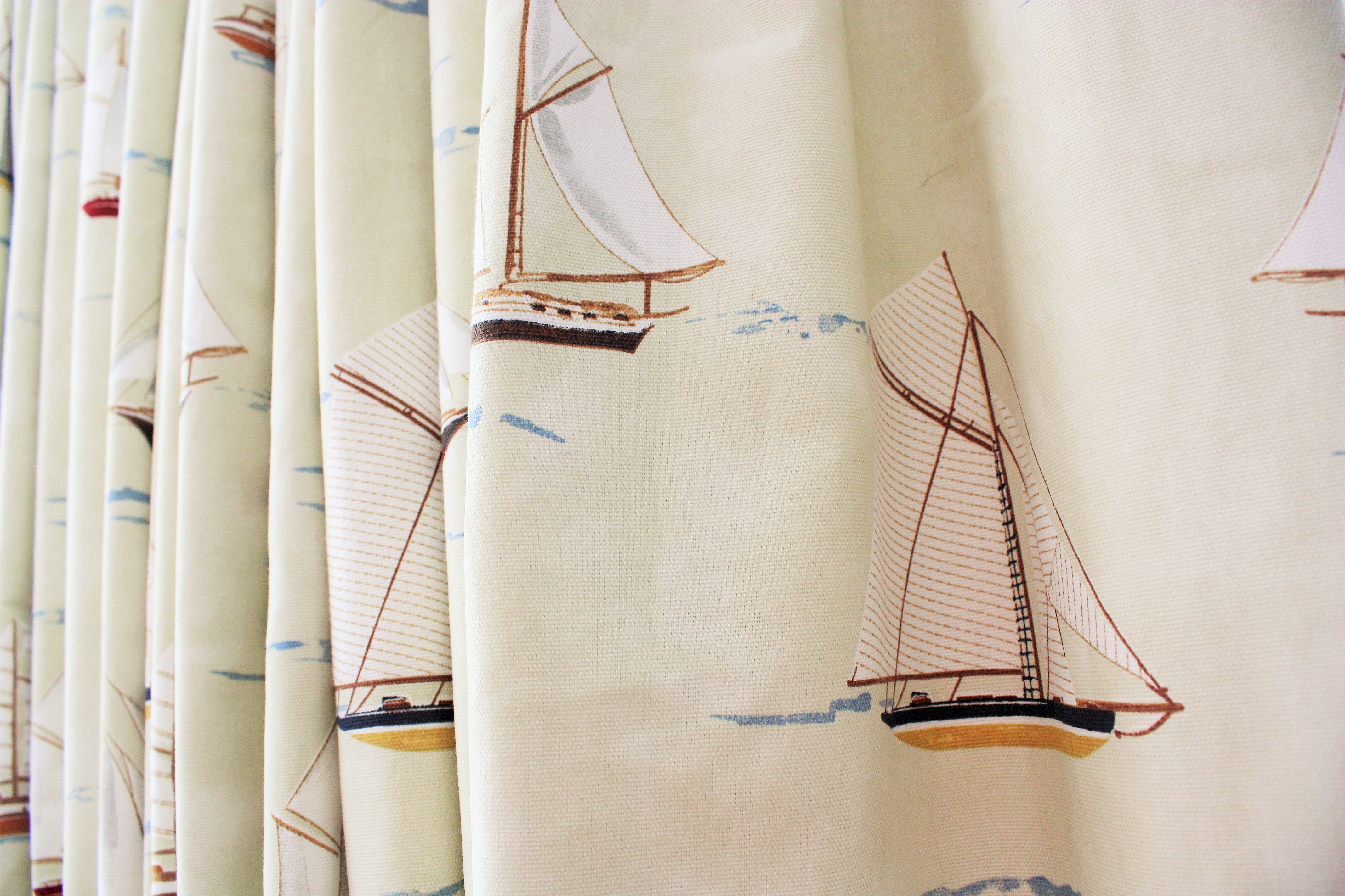 Coastal chic - new boaty curtains in the garden room
